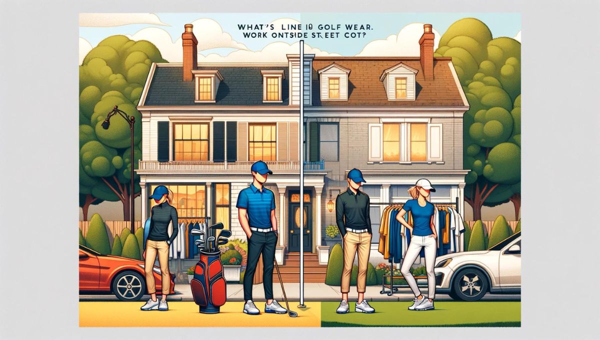 家の前に立つ二人のゴルフウェアを着た男性