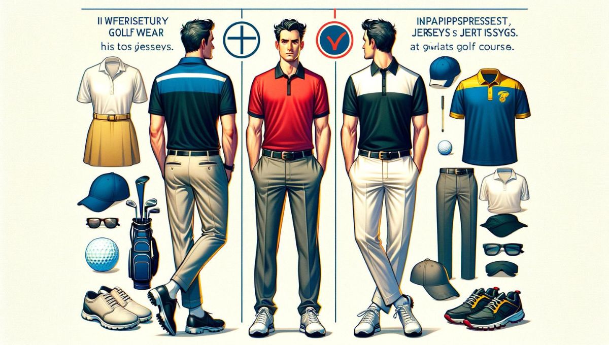 ゴルフウェアとジャージの違いを表している画像